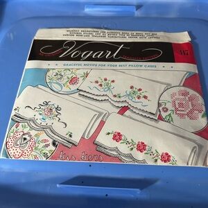 1950s Vintage Vogart Embroidery Transfer 147  Graceful Motifs For Pillowcases